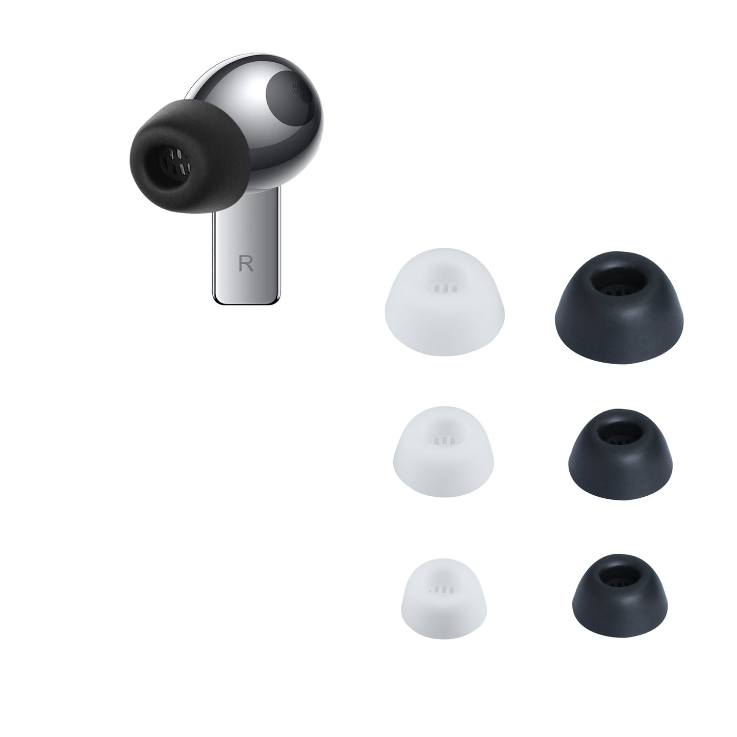 kwmobile 6x Polster kompatibel mit Huawei FreeBuds Pro - 3 Größen - Silikon Ohrstöpsel In-Ear Kopfhörer Schwarz  