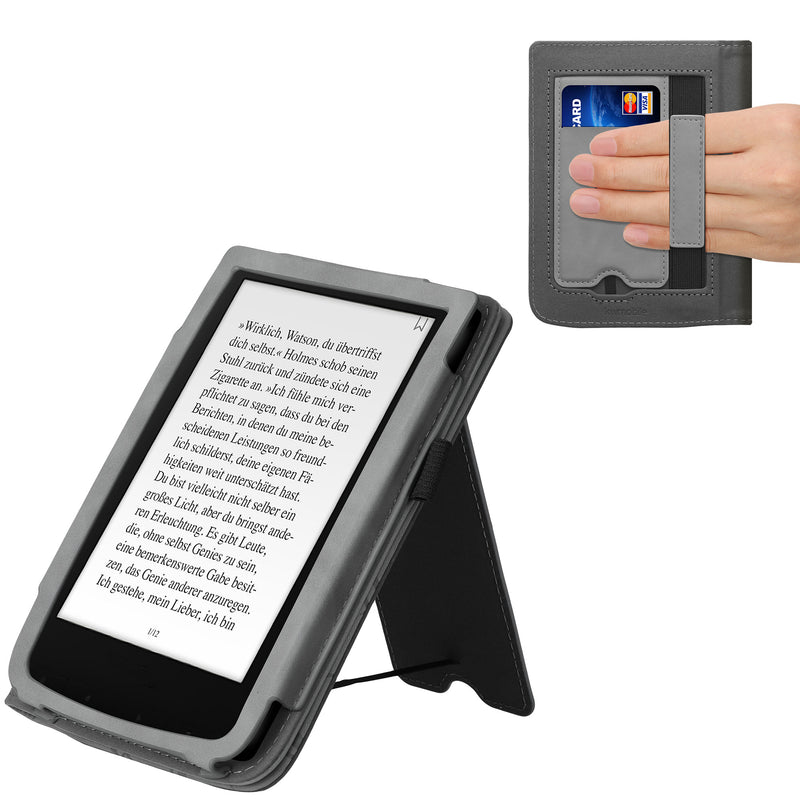kwmobile Cover compatible with Pocketbook Touch Lux 4/5/Touch HD 3/Color (2020)/Vivlio Lux 5 Flip Case - Cover with Hand Strap