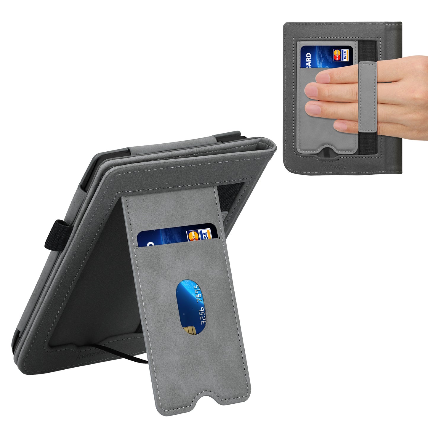 kwmobile Cover compatible with Pocketbook Touch Lux 4/5/Touch HD 3/Color (2020)/Vivlio Lux 5 Flip Case - Cover with Hand Strap
