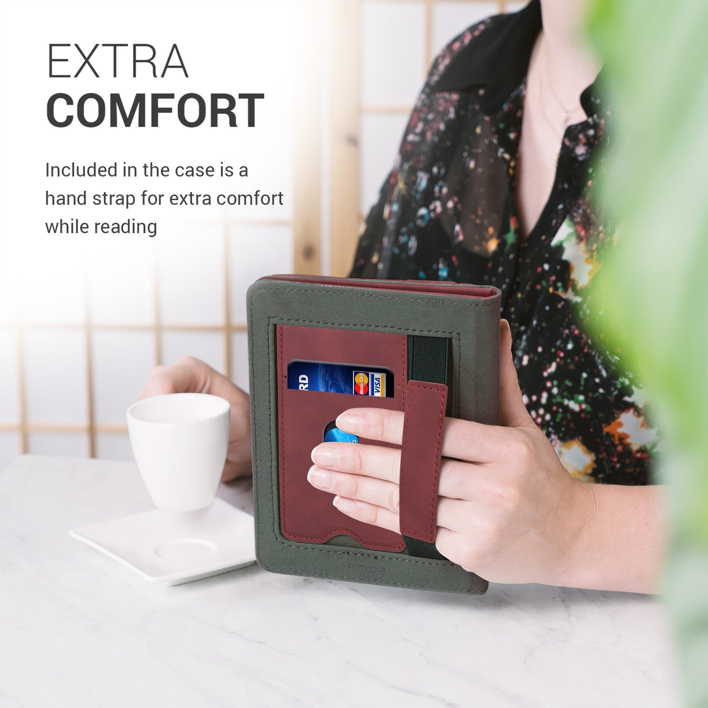 kwmobile Cover compatible with Pocketbook Touch Lux 4/5/Touch HD 3/Color (2020)/Vivlio Lux 5 Flip Case - Cover with Hand Strap