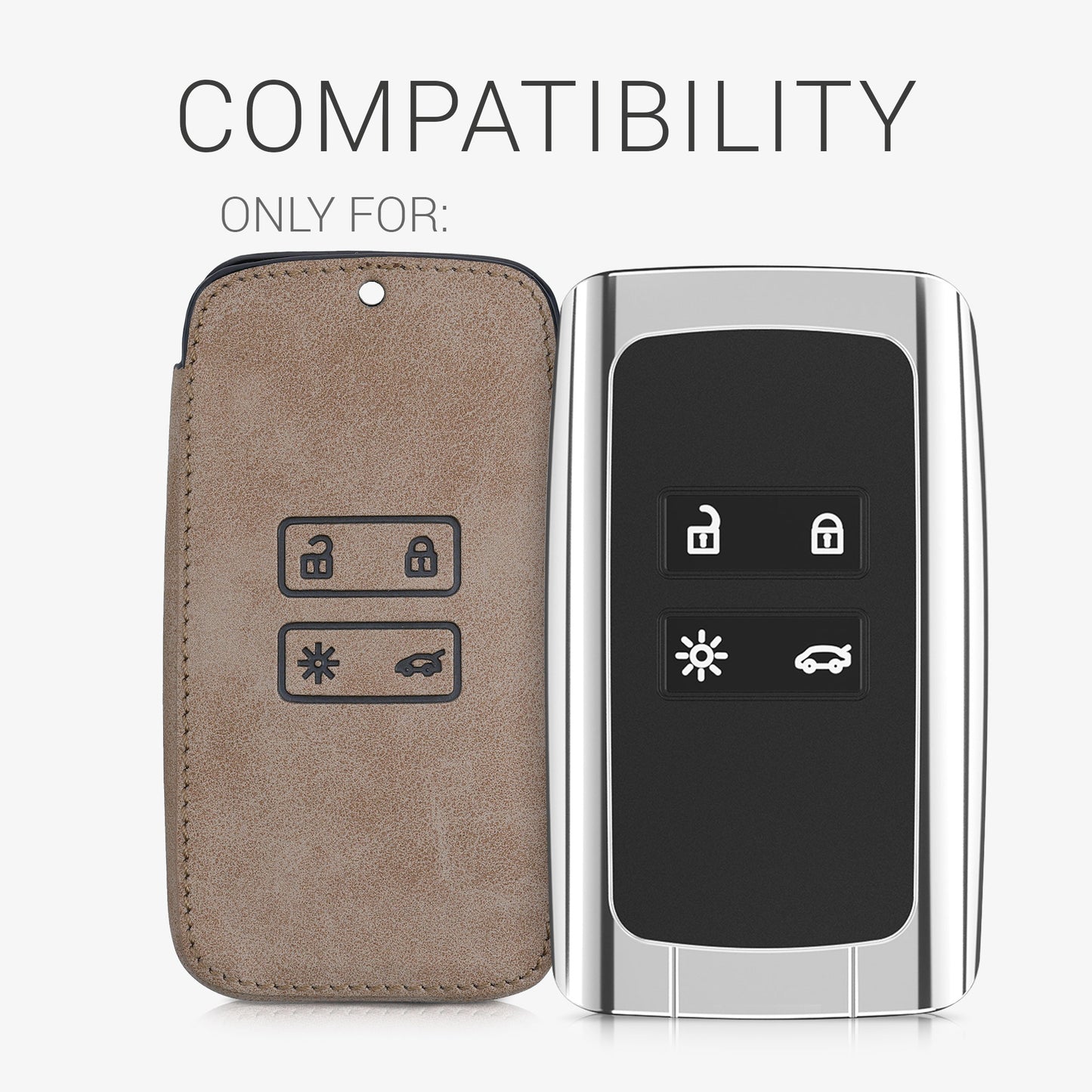 kwmobile Car Key Cover compatible with Renault 4-Button Smartkey Car Key (Keyless Go only) Protective Case Key Cover