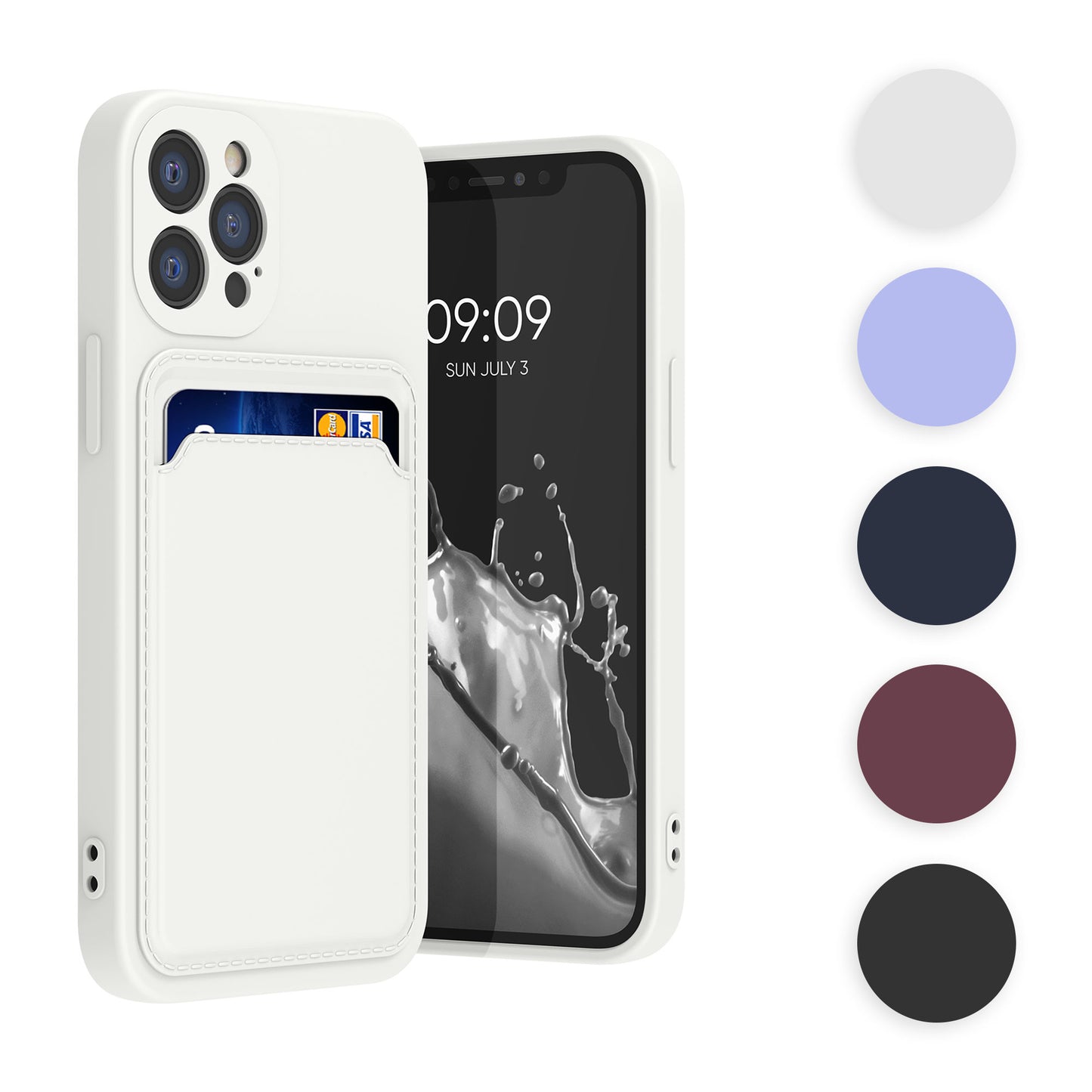 kwmobile Handyhülle kompatibel mit Apple iPhone 12 / iPhone 12 Pro Hülle - Handy Cover mit Fach für Karten - in Hellblau matt Hellblau matt  