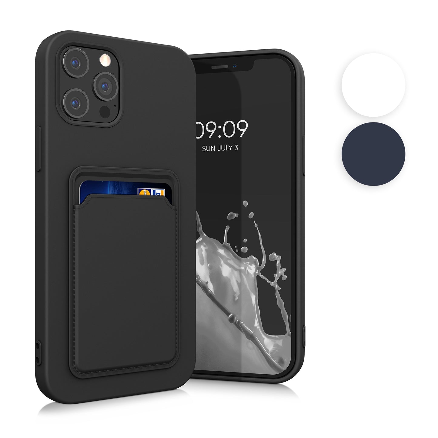 kwmobile Handyhülle kompatibel mit Apple iPhone 12 Pro Max Hülle - Handy Cover mit Fach für Karten - in Schwarz Schwarz  