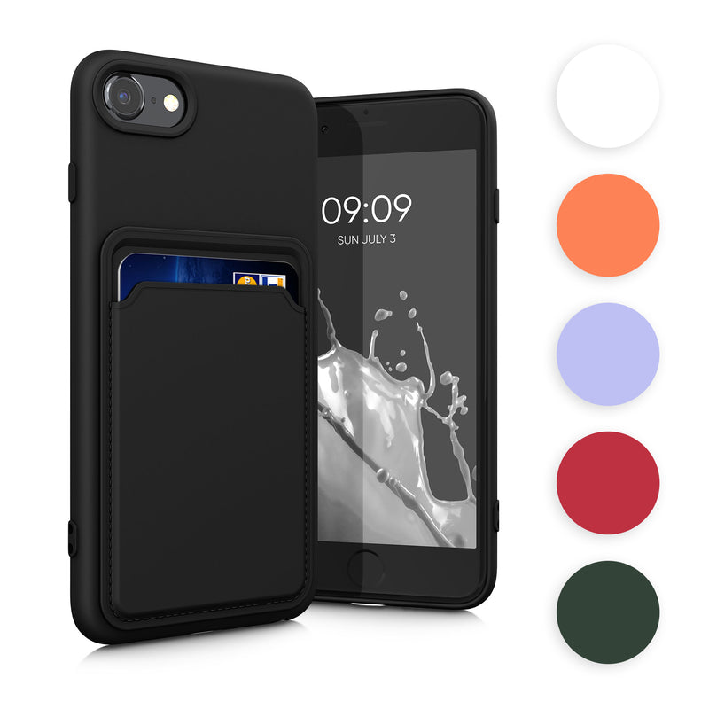 kwmobile Handyhülle kompatibel mit Apple iPhone SE (2022) / iPhone SE (2020) / iPhone 8 / iPhone 7 Hülle - Handy Cover mit Fach für Karten - in Dunkler Schiefer Dunkler Schiefer  