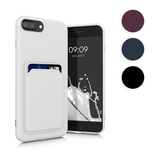 kwmobile Handyhülle kompatibel mit Apple iPhone 7 Plus / iPhone 8 Plus Hülle - Handy Cover mit Fach für Karten - in Schwarz Schwarz  