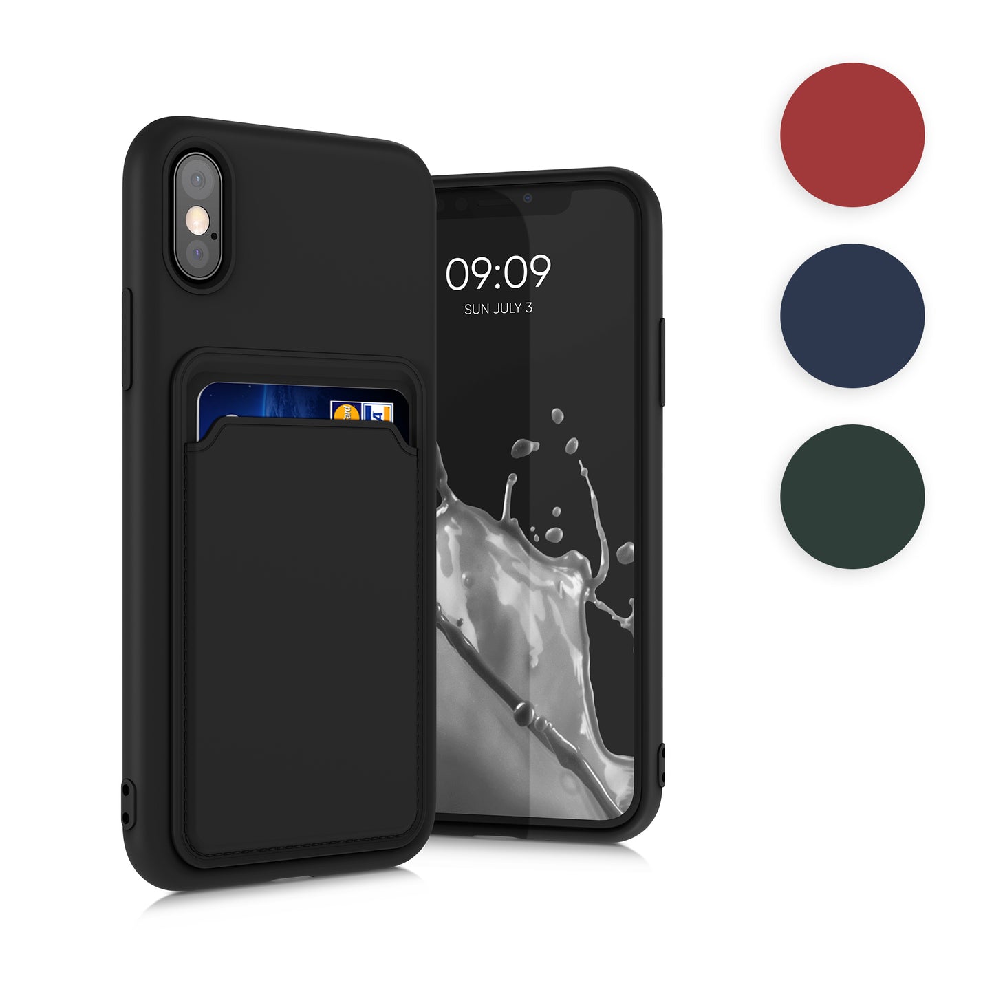 kwmobile Handyhülle kompatibel mit Apple iPhone X Hülle - Handy Cover mit Fach für Karten - in Schwarz Schwarz  