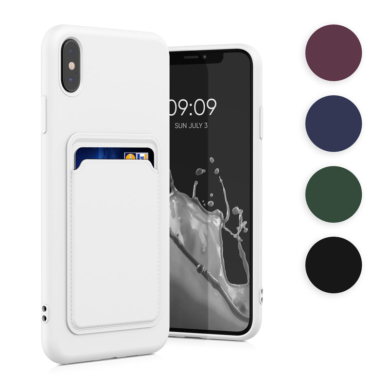 kwmobile Handyhülle kompatibel mit Apple iPhone XS Max Hülle - Handy Cover mit Fach für Karten - in Dunkelblau Dunkelblau  