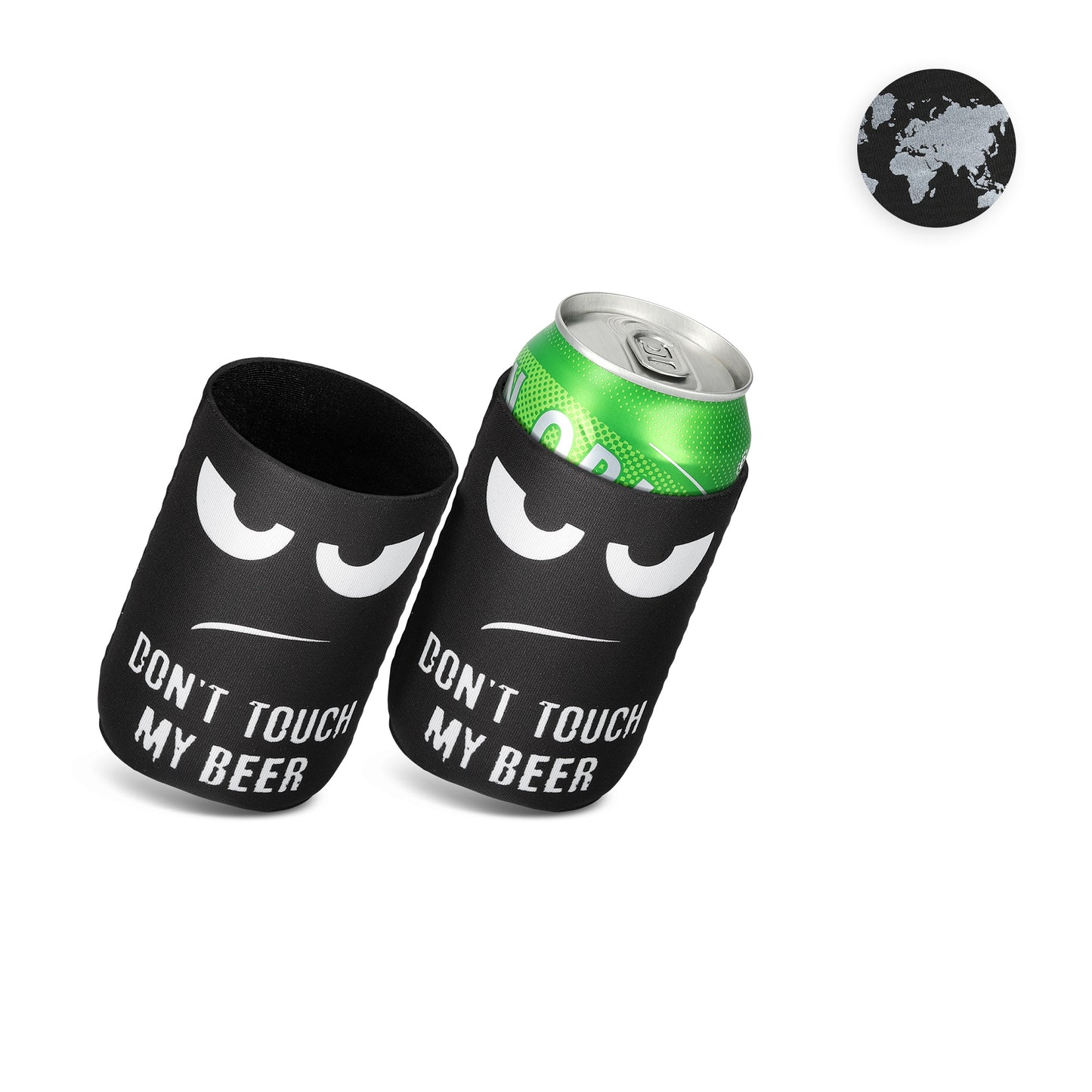 kwmobile 2x 330ml / 355ml Dose Dosenkühler - für Bierdosen und andere Getränkedosen - 6,5 x 10 cm - Don't touch my beer Weiß Schwarz Weiß  [dsg01]