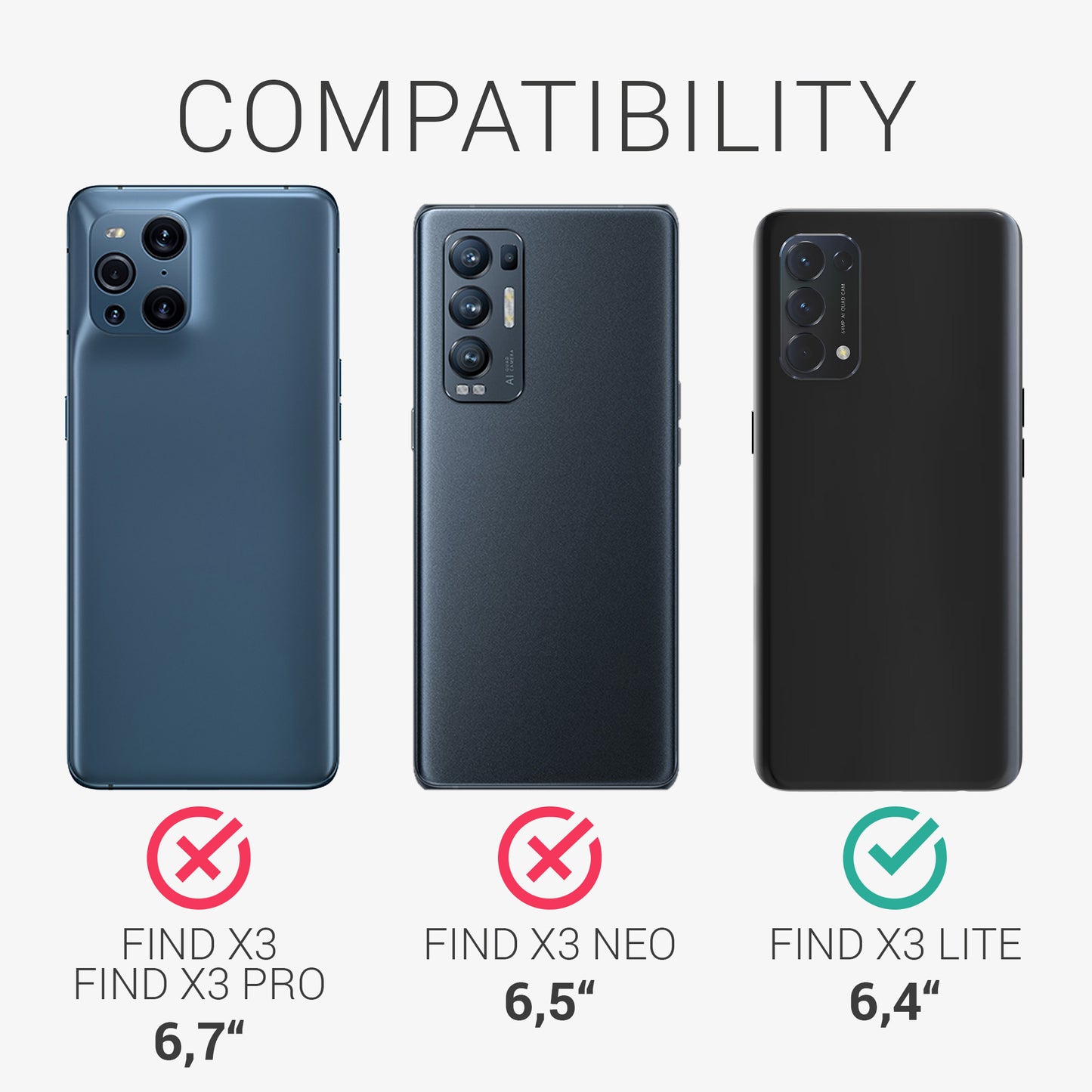 kwmobile Cell Phone Case for Oppo Find X3 Lite Case - Silicone - Wireless Charging - Protective Cover
