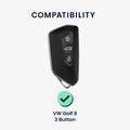 kwmobile Car Key Case Compatible with VW Golf 8 3-Button Car Key - Key Fob Cover
