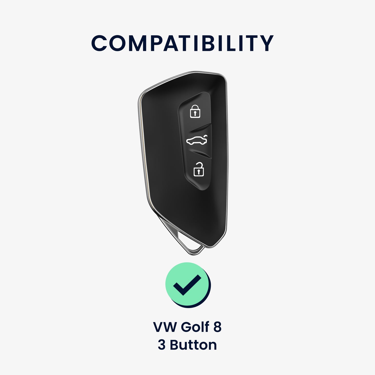 kwmobile Car Key Case Compatible with VW Golf 8 3-Button Car Key - Key Fob Cover
