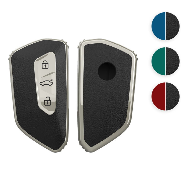 kwmobile Autoschlüssel Hülle kompatibel mit VW Golf 8 3-Tasten Autoschlüssel - Schlüsselhülle Cover Silber Schwarz Silber  [dsg01]