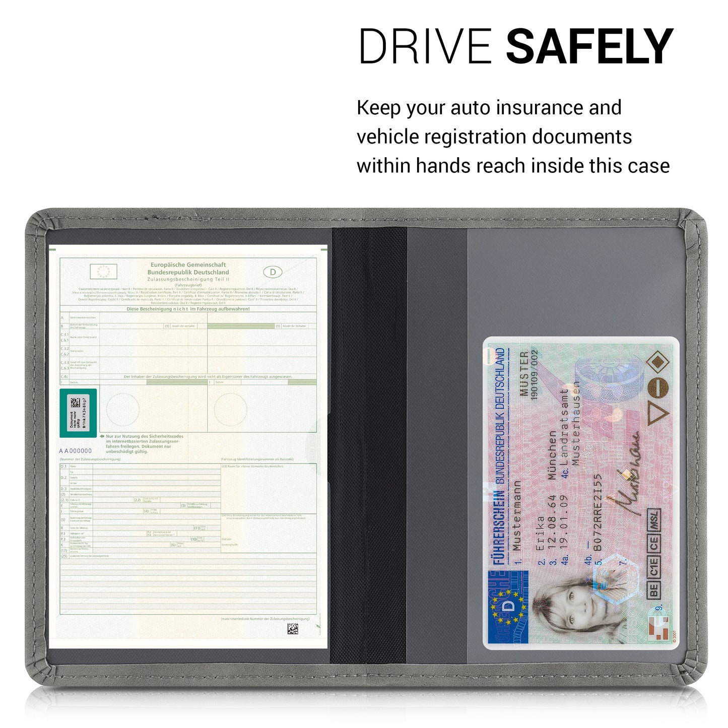 kwmobile Car Registration Holder with Card Slots - Case Pouch for Car Registration Document Driving License