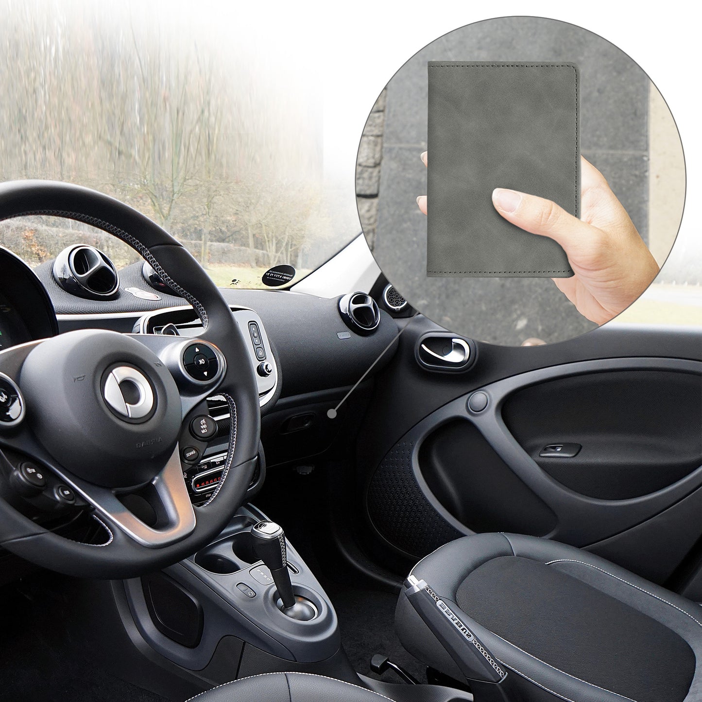 kwmobile Car Registration Holder with Card Slots - Case Pouch for Car Registration Document Driving License