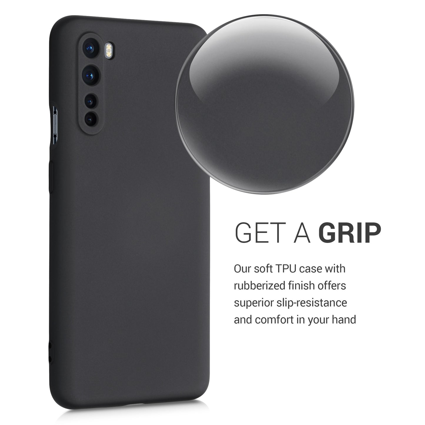 kwmobile Case compatible with OnePlus Nord Case - Rubberized Silicone Phone Case - Protective Cover for Wireless Charging - Case