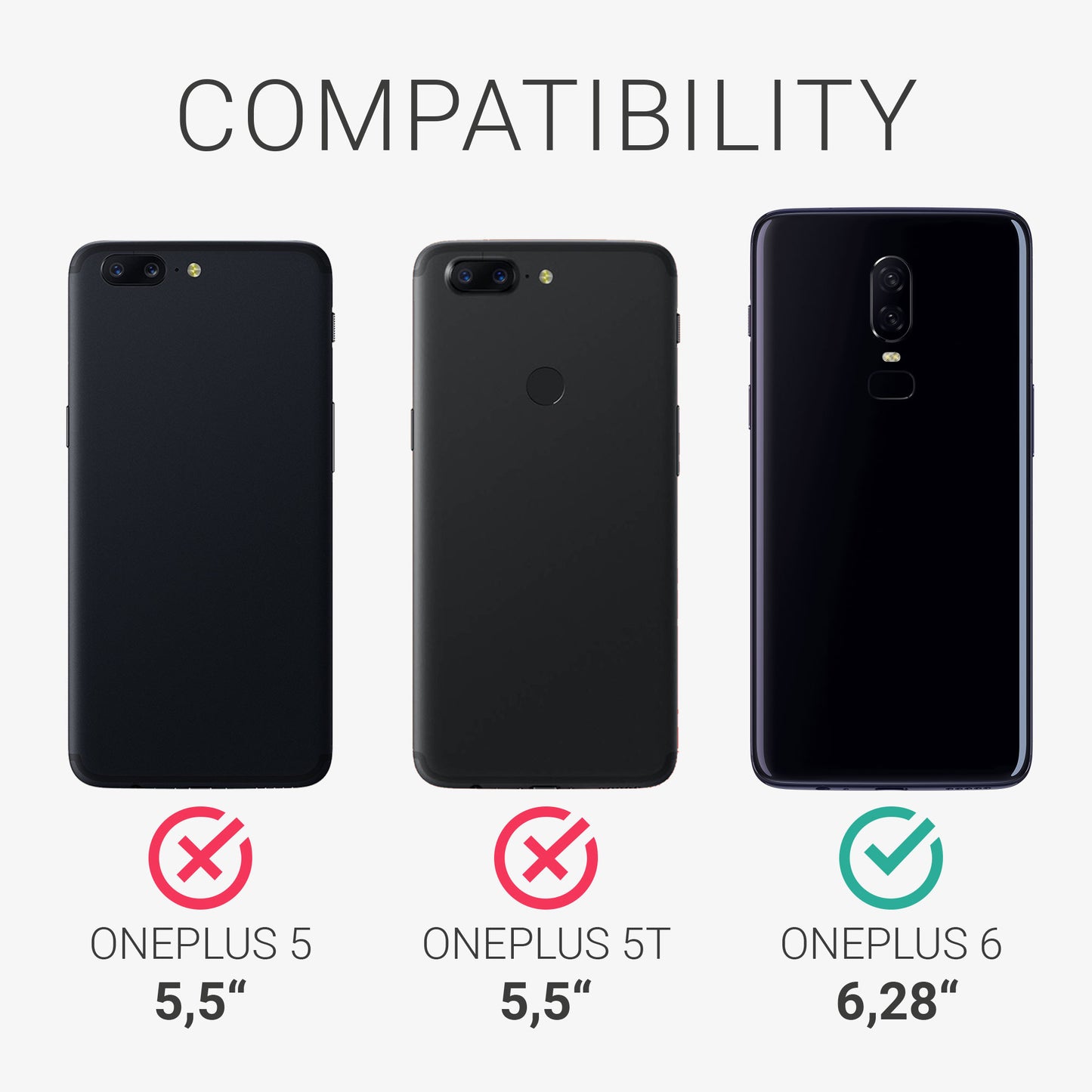kwmobile Case compatible with OnePlus 6 - Protective Cover for Wireless Charging - Case