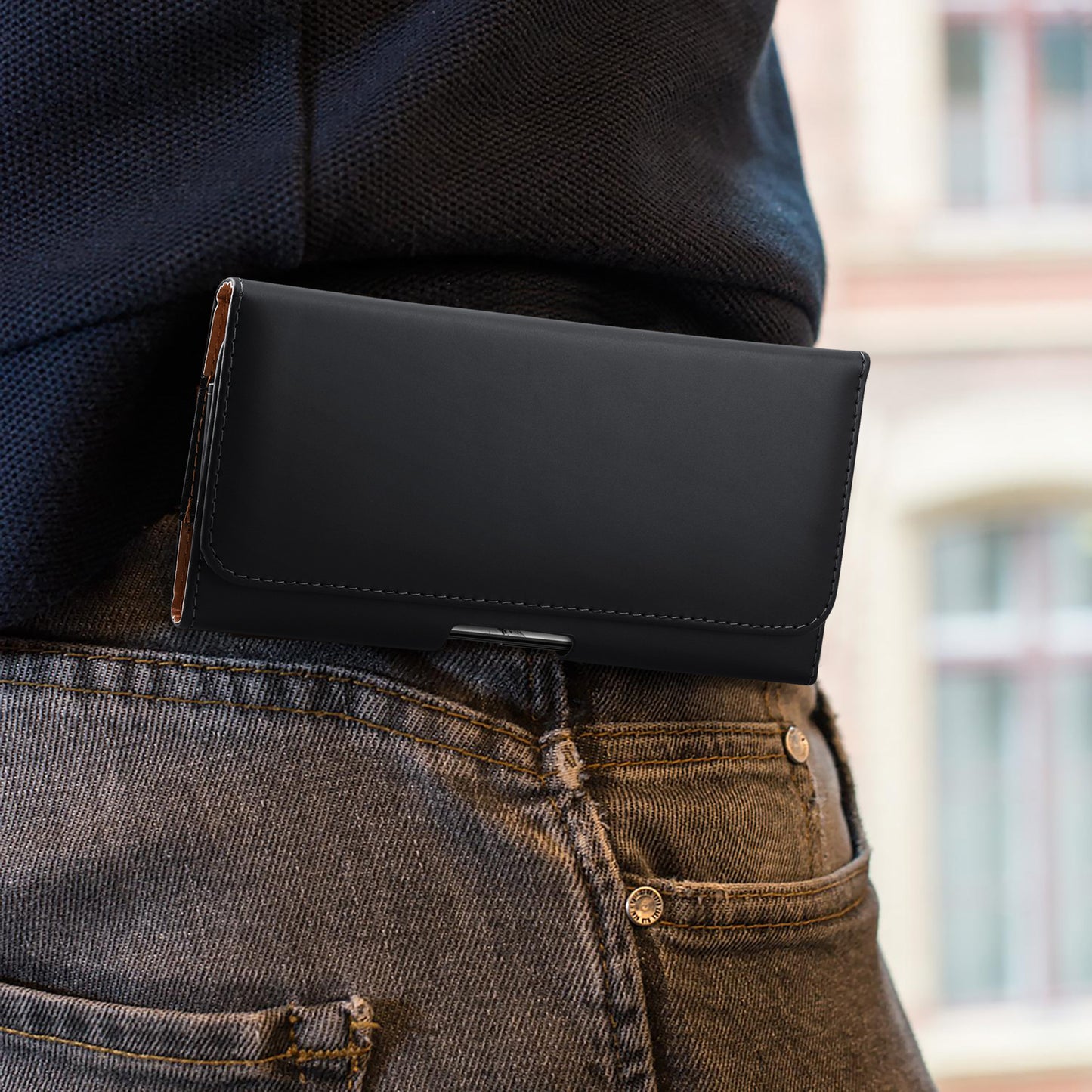 kwmobile Belt Pouch Case for Cell Phones with Belt Clip - 17.2 x 8.5 cm Belt Case with Belt Loop