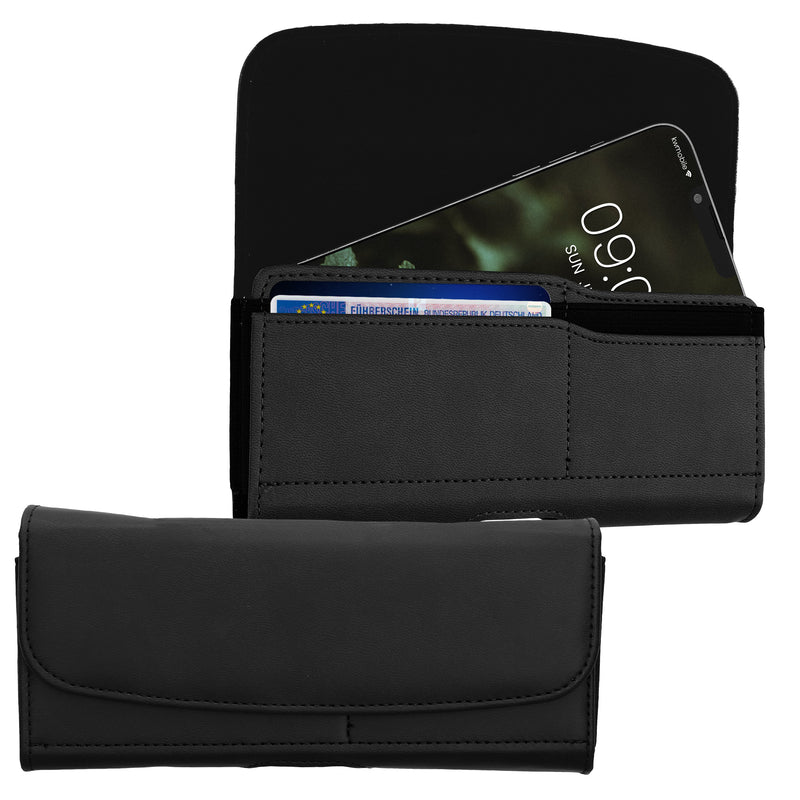 kwmobile Cell Phone Belt Pouch with Card Slots - Case 17.2 x 8.5 cm Cell Phone Bag with Belt Loop Clip