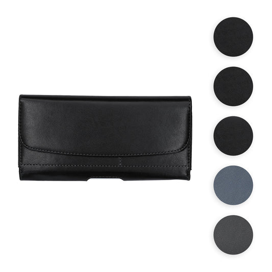 kwmobile Handy Gürteltasche mit Kartenfächern - Hülle 17,2 x 8,5 cm Kunstleder Handytasche mit Gürtelschlaufe Clip Schwarz Schwarz XL 