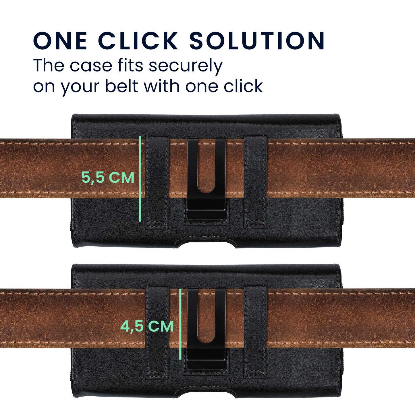 kwmobile Cell Phone Belt Pouch with Card Slots - Case 17.2 x 8.5 cm Cell Phone Bag with Belt Loop Clip
