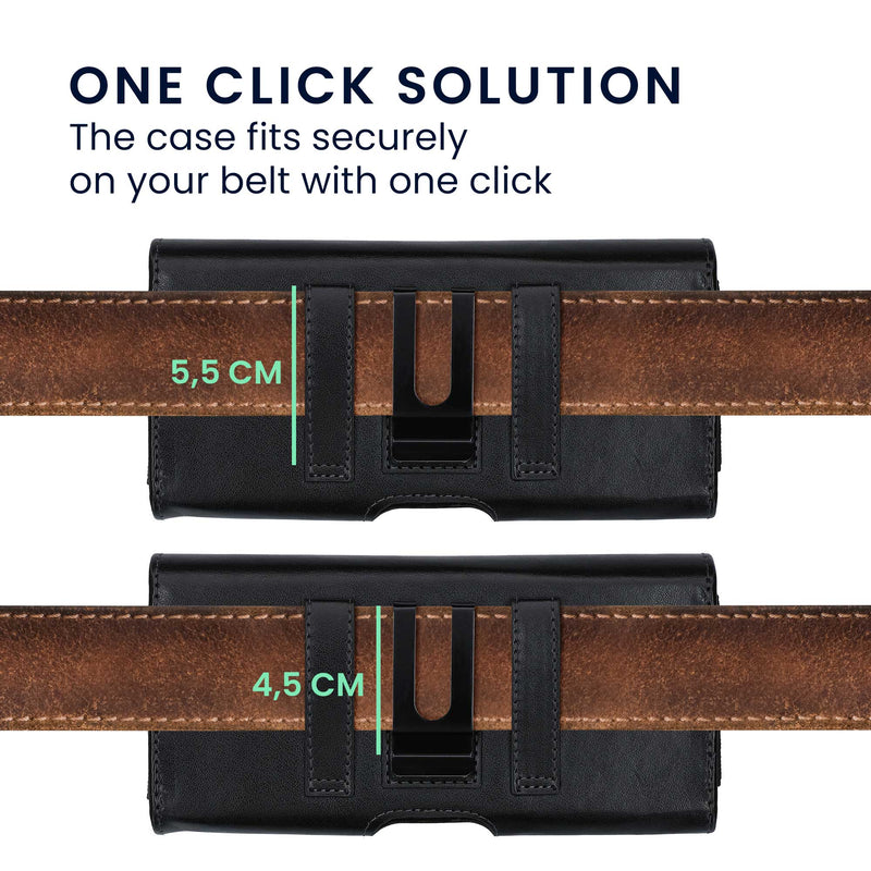 kwmobile Cell Phone Belt Pouch with Card Slots - Case 17.2 x 8.5 cm Cell Phone Bag with Belt Loop Clip