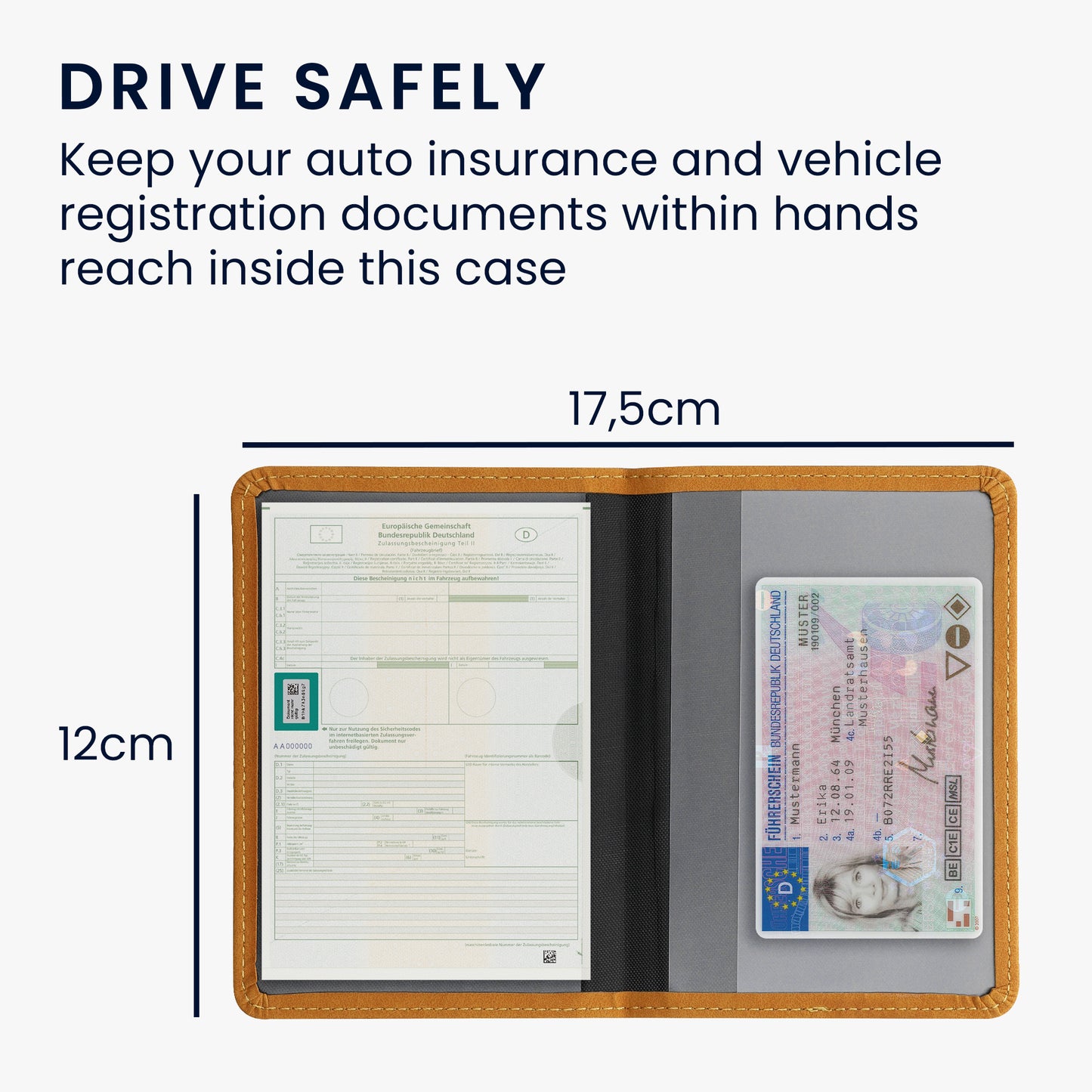 kwmobile Car Registration Holder with Card Slots - Case Pouch for Car Registration Document Driving License