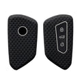 kwmobile Autoschlüssel Silikon Hülle kompatibel mit VW Golf 8 3-Tasten Autoschlüssel - Schlüsselhülle in Schwarz Weiß Schwarz  [dsg02]