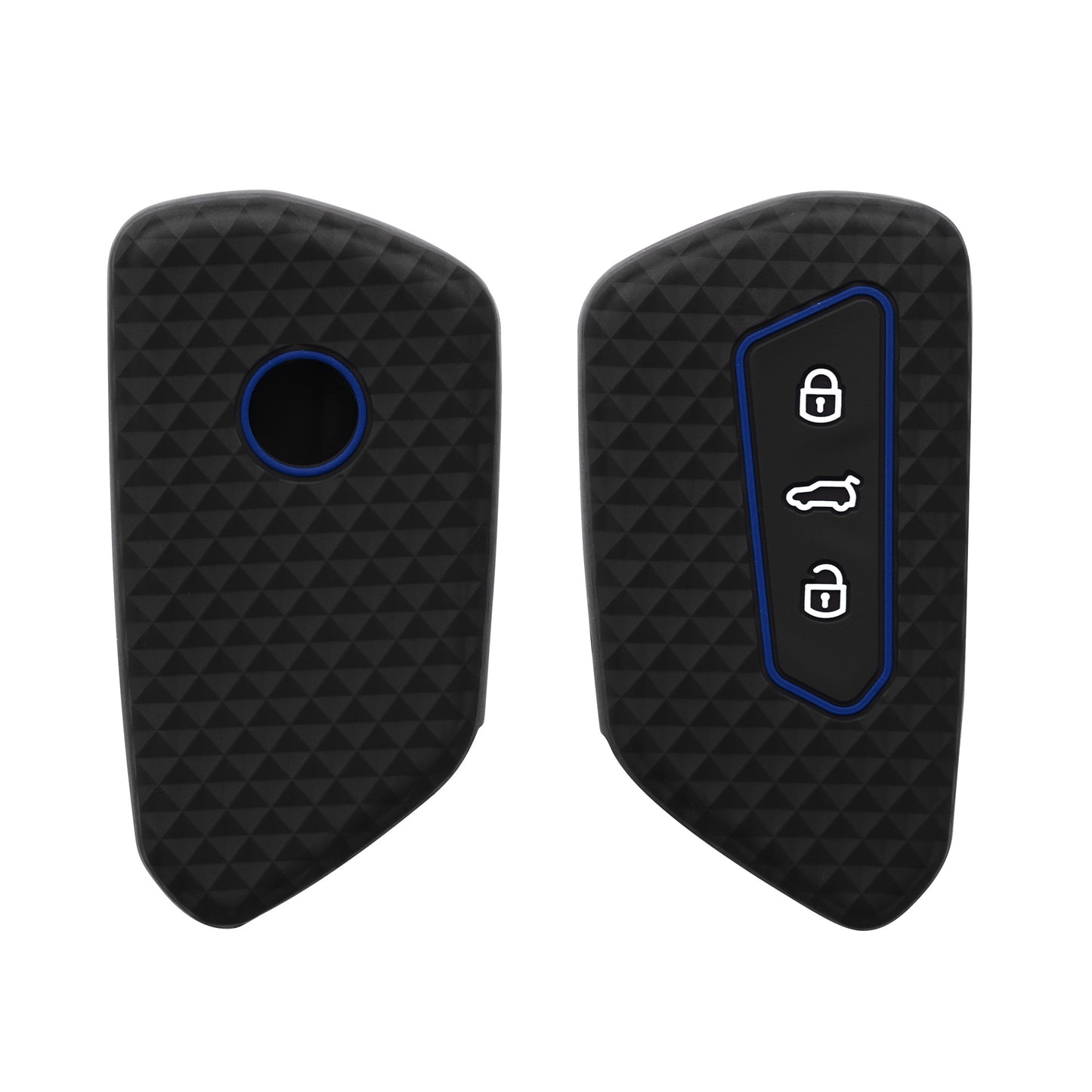 kwmobile Autoschlüssel Silikon Hülle kompatibel mit VW Golf 8 3-Tasten Autoschlüssel - Schlüsselhülle in Schwarz Blau Schwarz  [dsg03]