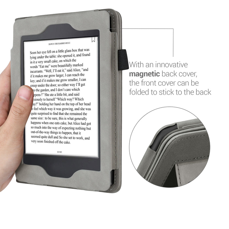 kwmobile Protective Case Compatible with Amazon Kindle Paperwhite Flip Case - Cover with Hand Strap