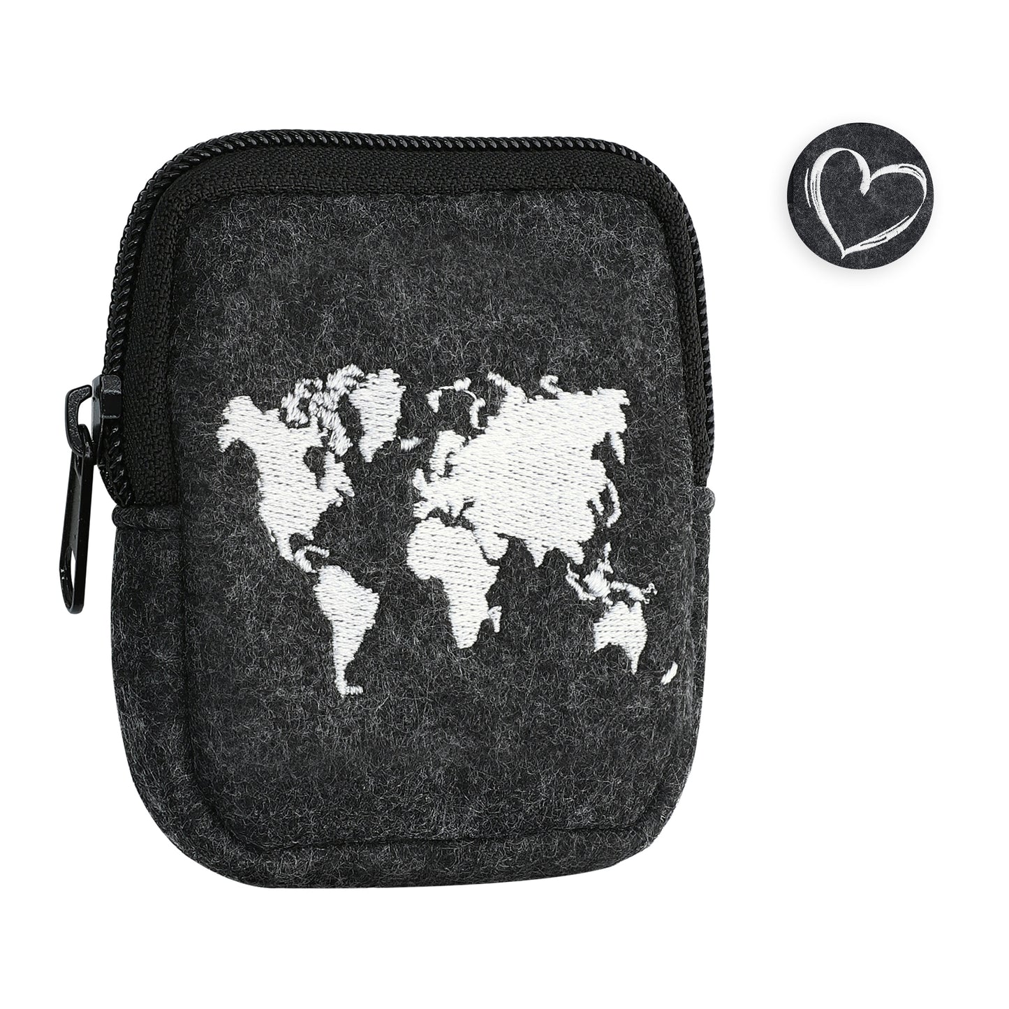 kwmobile Tasche kompatibel mit Bosch Intuvia - Hülle E-Bike Computer Schutztasche - aus Filz in Weiß Dunkelgrau Herz Brush Weiß  [dsg02]