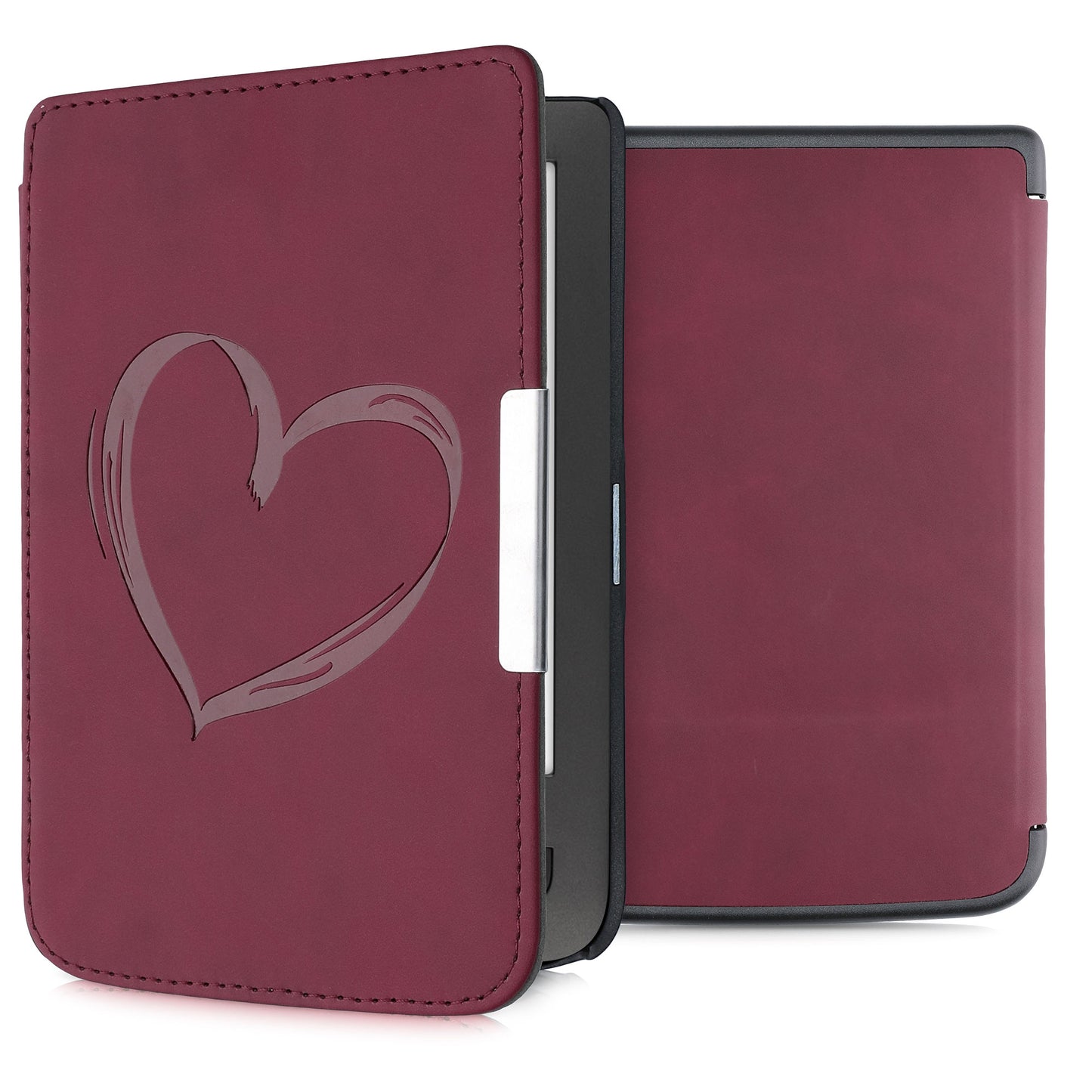 kwmobile Protective Case for Pocketbook Touch Lux 3/Basic Lux/Basic Touch 2 Case - eReader Faux Leather Cover with Auto Sleep Function