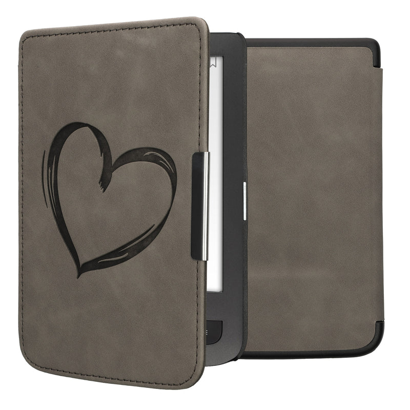 kwmobile Protective Case for Pocketbook Touch Lux 3/Basic Lux/Basic Touch 2 Case - eReader Faux Leather Cover with Auto Sleep Function