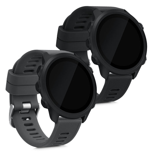 kwmobile Silikon Uhrenarmband für Garmin Forerunner 55 / Forerunner 165 / 245 / 645 / 570 42mm Armband - Ersatzarmband für Fitnesstracker - Wechselarmband Smartwatch - Dunkelblau Altrosa Dunkelblau  [dsg04]