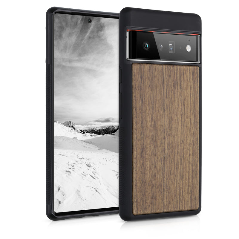 Wooden Case with TPU Bumper for Google Pixel 6 Pro Walnut Wood
