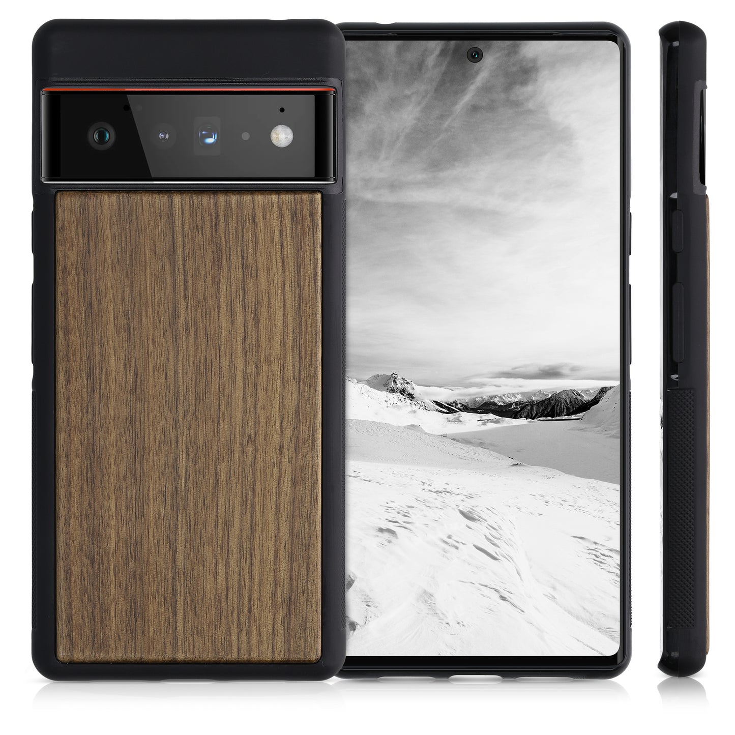 Wooden Case with TPU Bumper for Google Pixel 6 Pro Walnut Wood