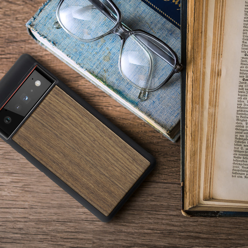 Wooden Case with TPU Bumper for Google Pixel 6 Pro Walnut Wood
