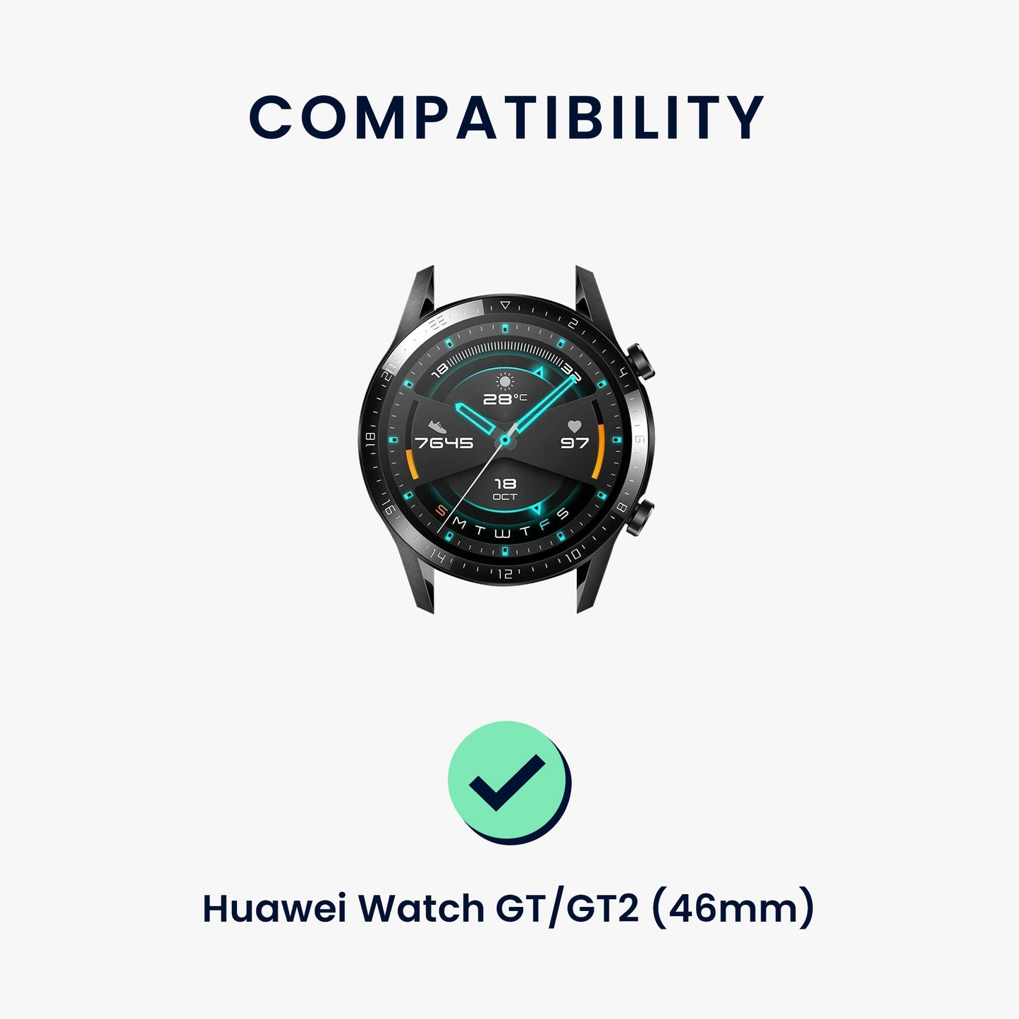 kwmobile Watch Strap for Huawei Watch GT / GT2 / GT3 (46mm) Fitness Tracker Wristband with Watch Clasp Replacement Strap Smartwatch