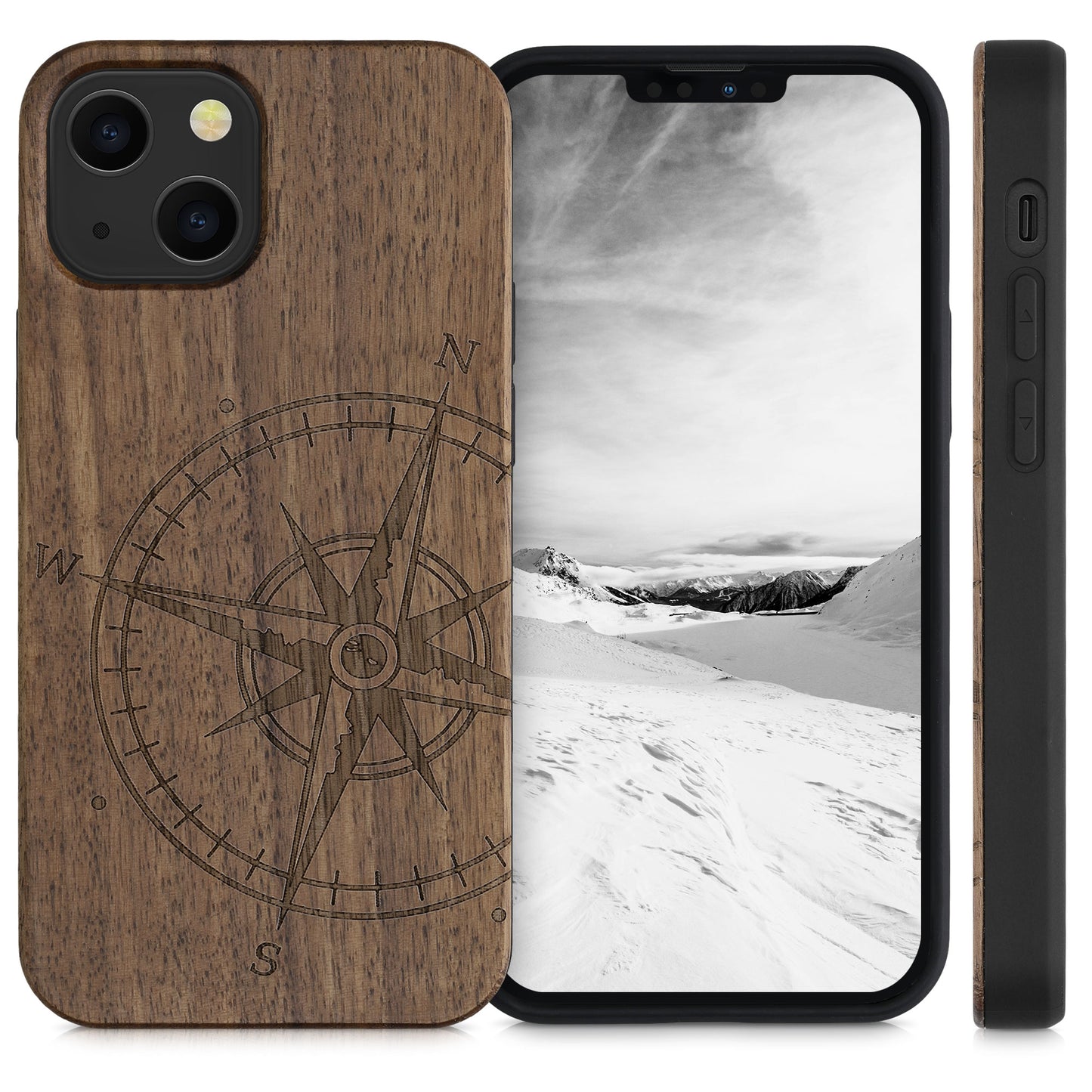 kwmobile Case Compatible with Apple iPhone 13 mini Case Phone Cover TPU Compass Vintage