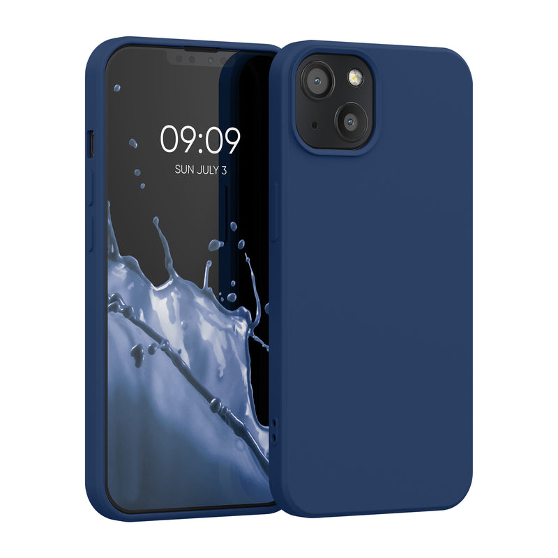 kwmobile Case Compatible with Apple iPhone 13 - Rubberized Silicone Phone Case - Protective Cover for Wireless Charging - Case