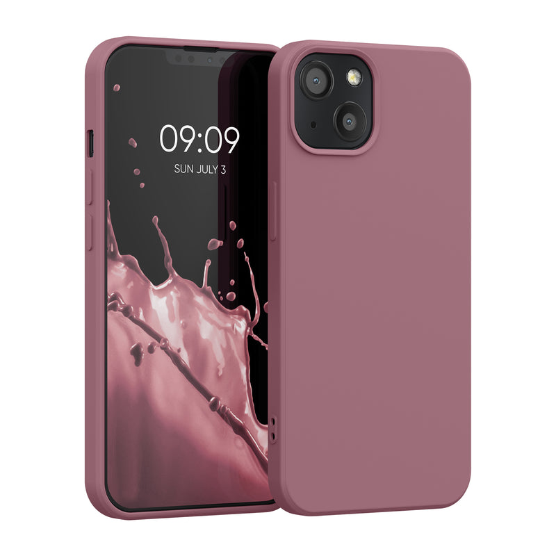 kwmobile Case Compatible with Apple iPhone 13 - Rubberized Silicone Phone Case - Protective Cover for Wireless Charging - Case