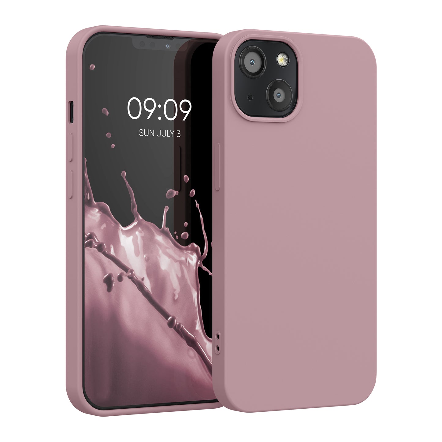kwmobile Case Compatible with Apple iPhone 13 - Rubberized Silicone Phone Case - Protective Cover for Wireless Charging - Case