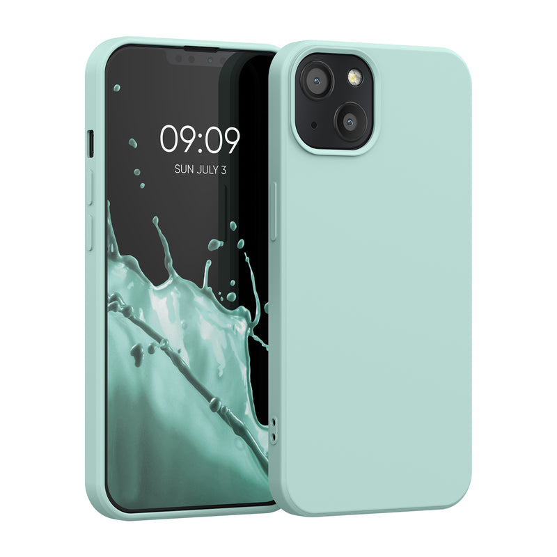 kwmobile Case Compatible with Apple iPhone 13 - Rubberized Silicone Phone Case - Protective Cover for Wireless Charging - Case