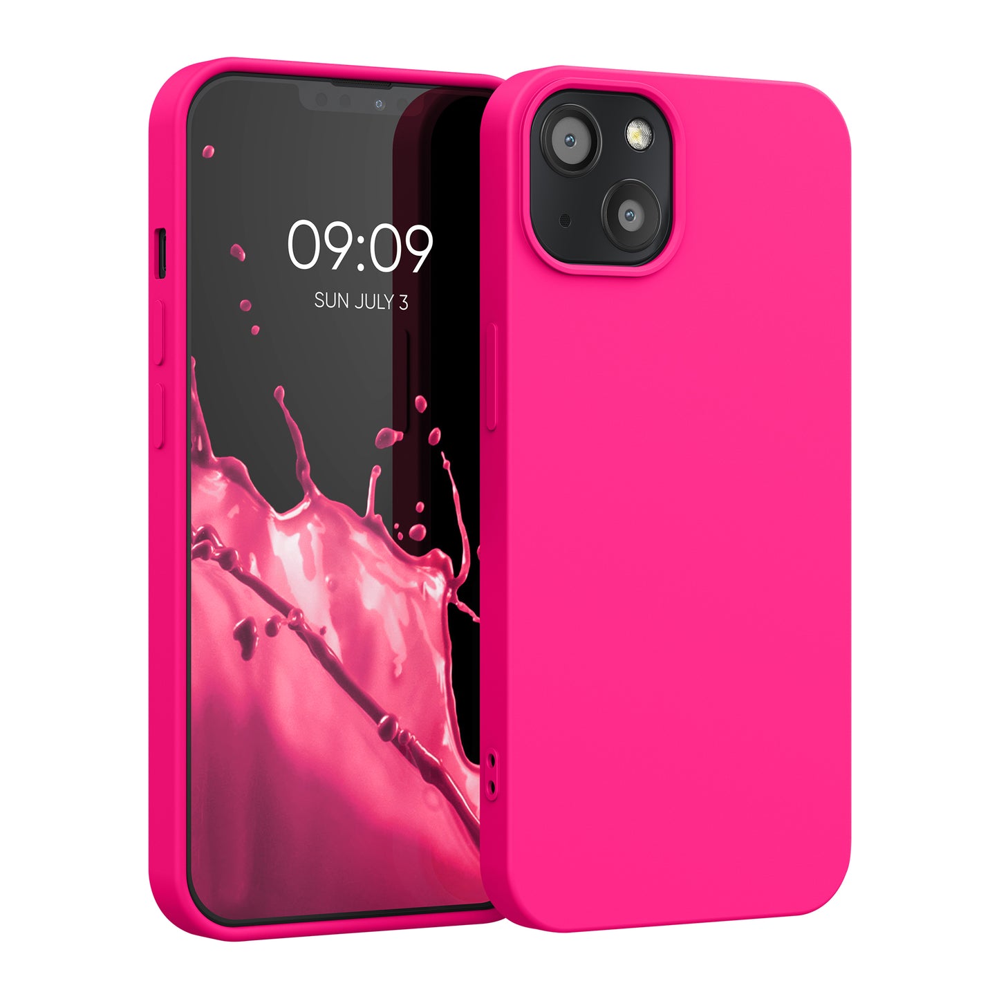 kwmobile Case Compatible with Apple iPhone 13 - Rubberized Silicone Phone Case - Protective Cover for Wireless Charging - Case