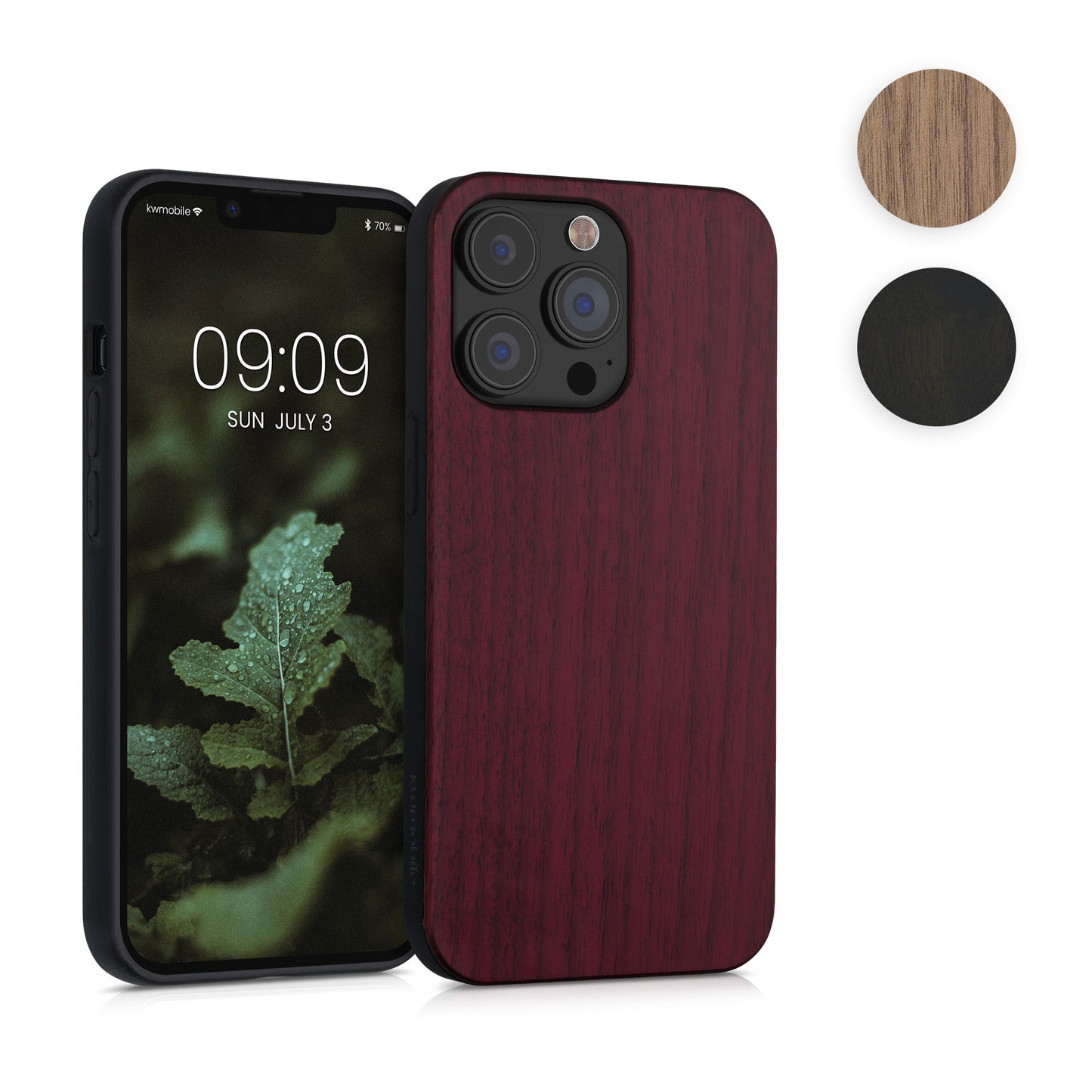 kwmobile Hülle kompatibel mit Apple iPhone 13 Pro Hülle - Holz Case - stoßfestes Handy Cover - TPU Handyhülle in Dunkelbraun Dunkelbraun  