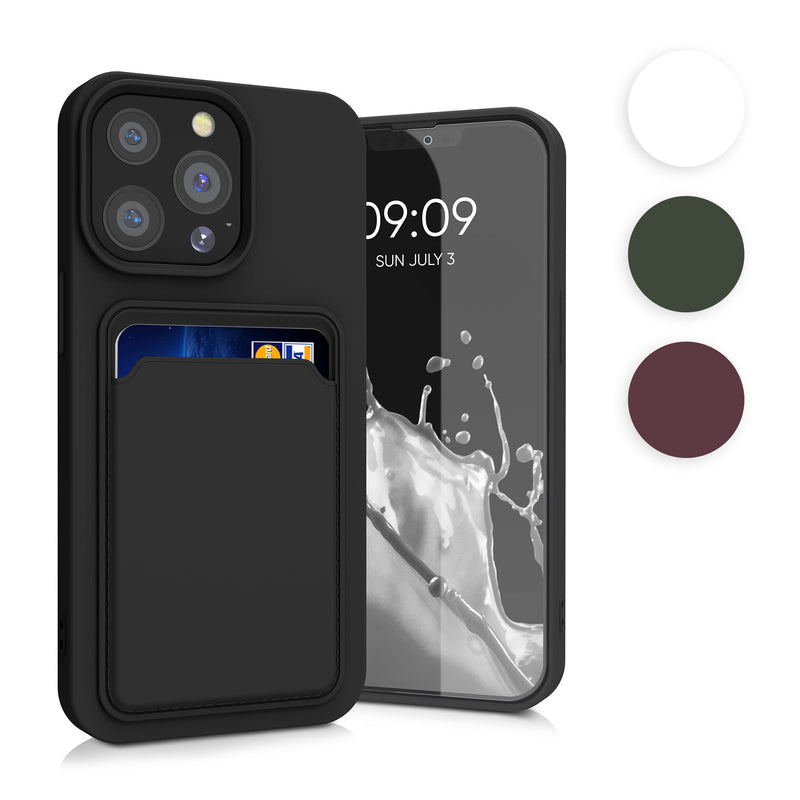 kwmobile Handyhülle kompatibel mit Apple iPhone 13 Pro Hülle - Handy Cover mit Fach für Karten - in Dunkelgrün Dunkelgrün  