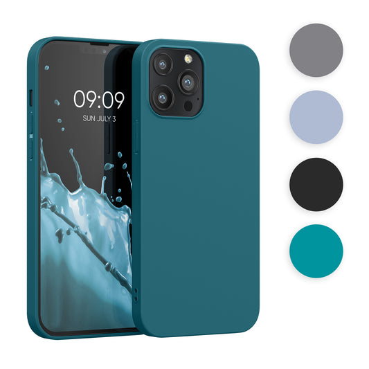 kwmobile Hülle kompatibel mit Apple iPhone 13 Pro Max Hülle - weiches TPU Silikon Case - Cover geeignet für kabelloses Laden - Azurblau Azurblau  
