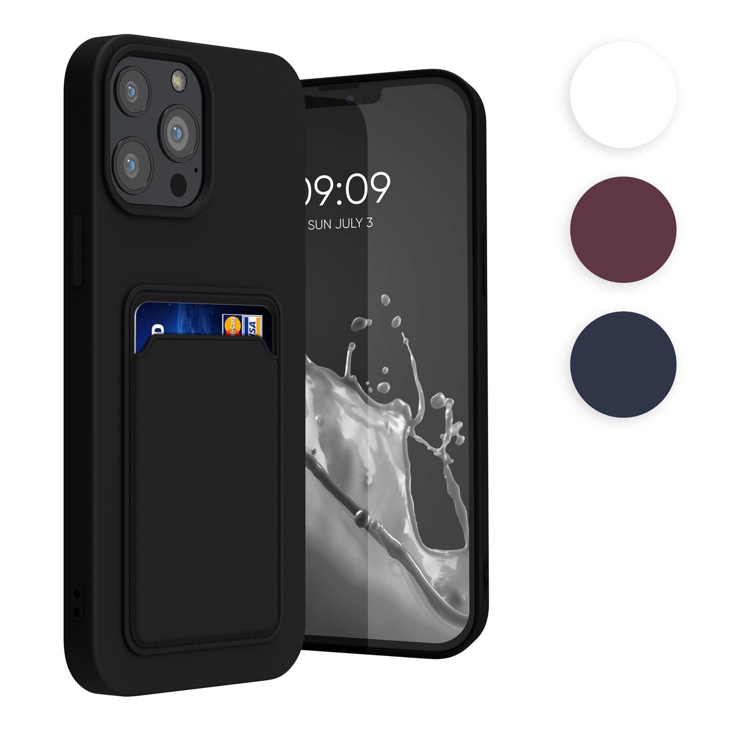 kwmobile Handyhülle kompatibel mit Apple iPhone 13 Pro Max Hülle - Handy Cover mit Fach für Karten - in Dunkelblau Dunkelblau  