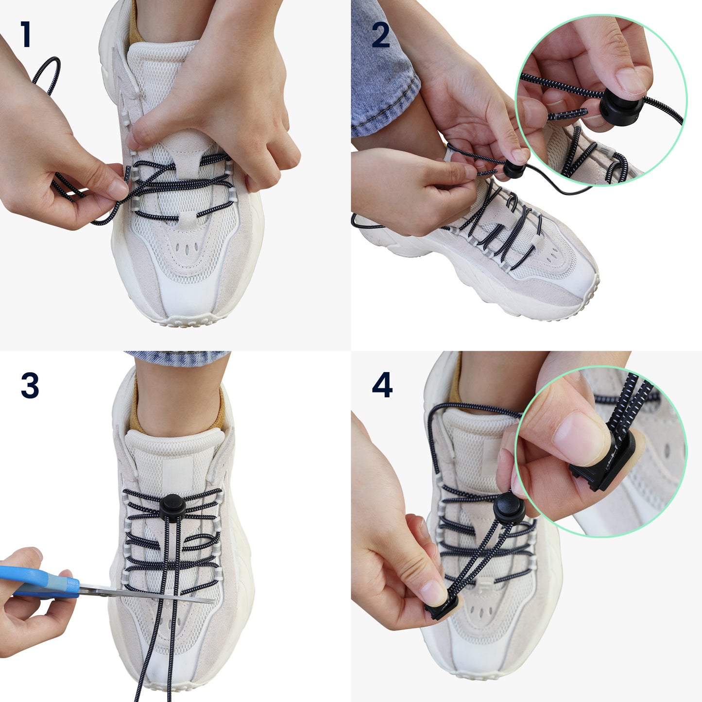 kwmobile 2x Quick-Release Laces - Shoe Laces with Quick Lacing System - 120cm Laces with Stopper