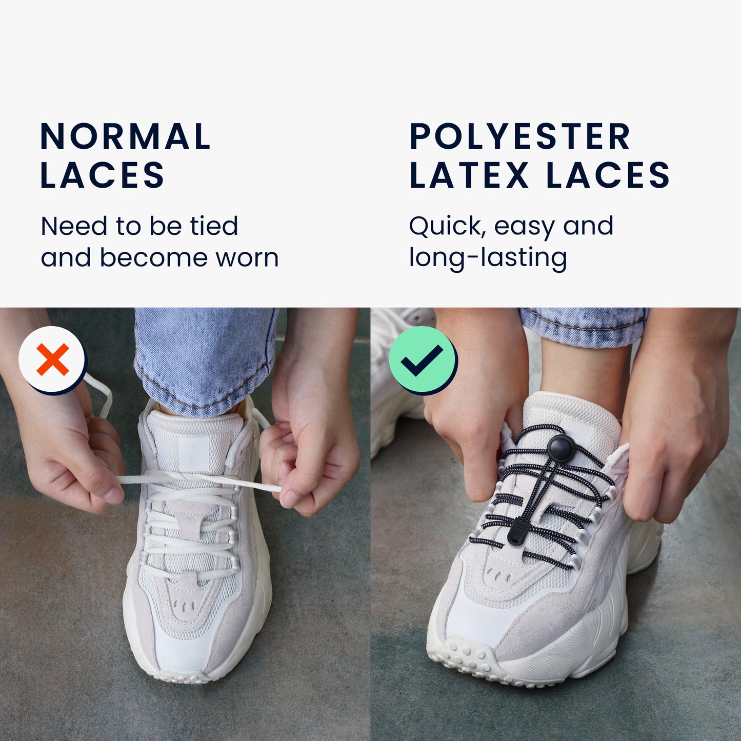 kwmobile 2x Quick-Release Laces - Shoe Laces with Quick Lacing System - 120cm Laces with Stopper