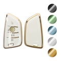 kwmobile Autoschlüssel Hülle kompatibel mit BMW 3-Tasten Smart Key Autoschlüssel - Schlüsselhülle Silikon Cover - Blau Silber Blau  [dsg08]